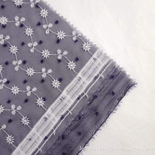 Woven 100% Polyester Tulle Embroidered Fabric